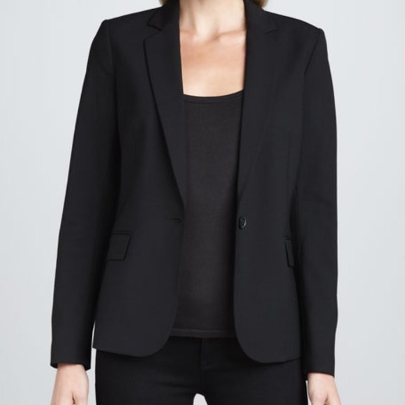 Theory Gabrielle Tailor One-Button Blazer Black Size 2 - Picture 3 of 12